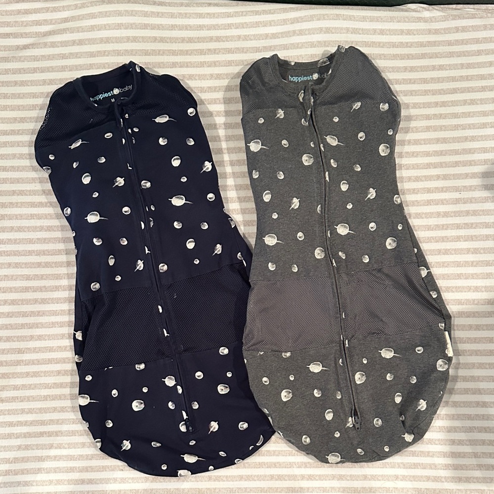 Happiest Baby Kids Pajamas Sleep Sacks - Navy and Gray